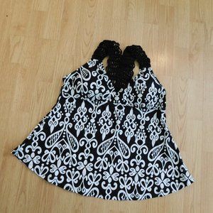 Swimwear TOP ONLY - Black & White - Size Large